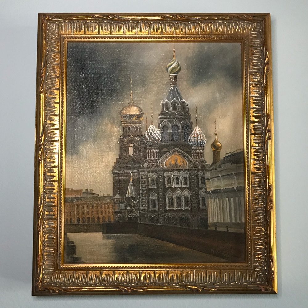 Antique oil painting on canvas with frame